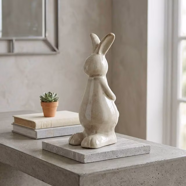 Garden Greatness Multicolour Ceramic Springtime Rabbit Tabletop Ornament