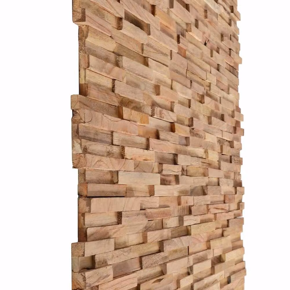 Berkfield Home 3D Wall Cladding Panels, 10 Pieces of Planed Solid Brown Teak Wood, 1.08 m2 – 2
