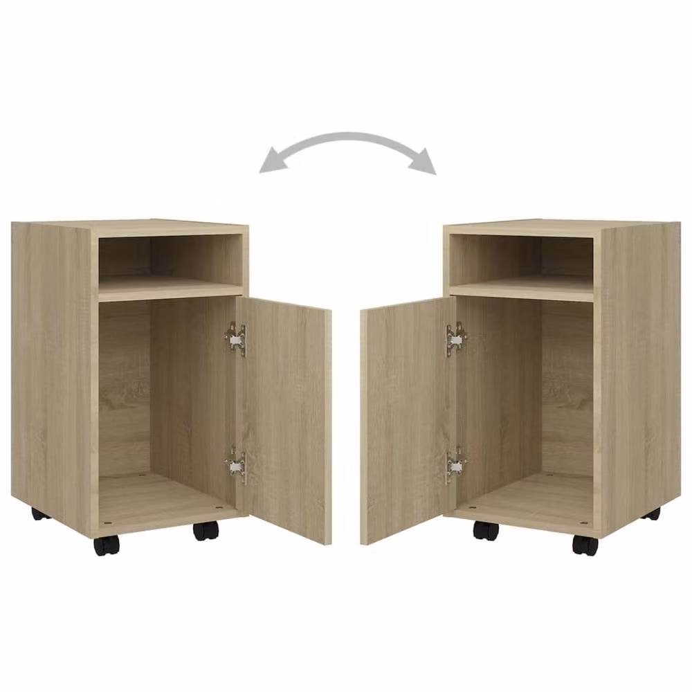Berkfield Home Side Cabinet with Wheels in Sonoma Oak, W/D/H: 33 x 38 x 60 cm – 4