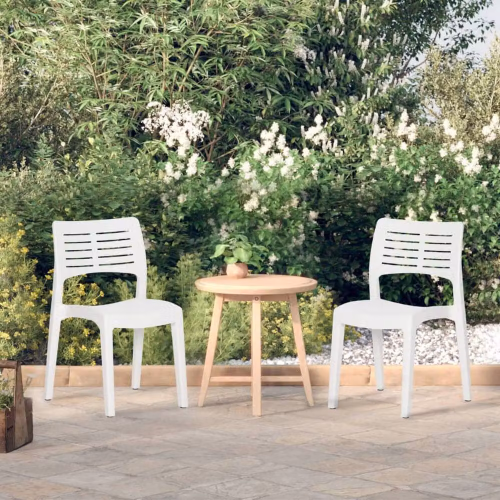 Berkfield Home Set of 2 Modern White Polypropylene Garden Chairs – 2