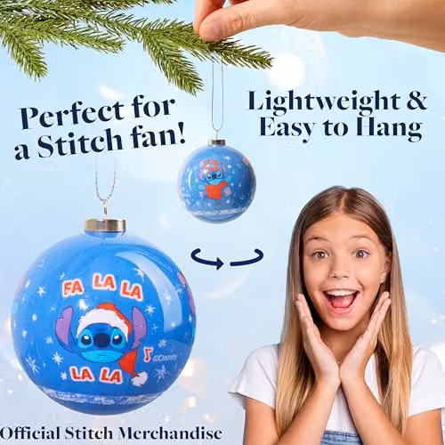 Disney Stitch Christmas Hanging Bauble Ornaments, Pack of 10, Blue and Purple – 2