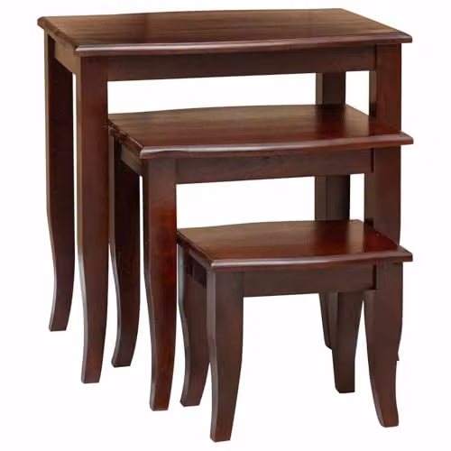 vidaXL Nesting Side Tables, 3 Piece Set, Brown, W/D/H: 60 x 45 x 60.5 cm – 4