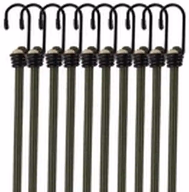 EONLION 10 Pack Heavy Duty Elastic Bungee Cords with Hooks, Green, 30 cm
