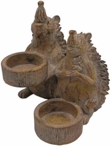 Straits Wood Effect Hedgehog Tealight Holder in Brown – 2