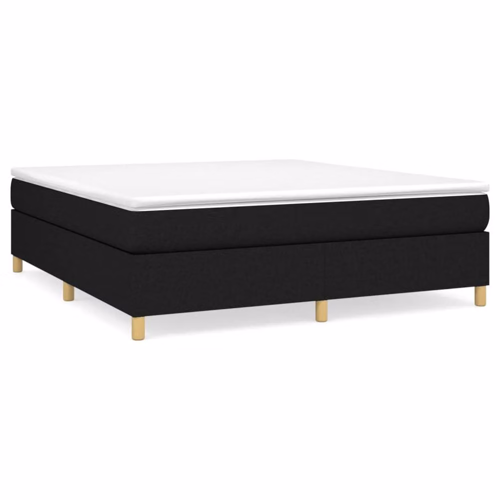 Berkfield Home Super King Box Spring Bed Frame in Black Fabric, W/D/H: 180 x 200 cm – 2