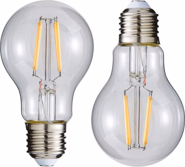 Litecraft 2 Pack of 6W E27 LED Filament Bulbs, Natural White, Transparent Glass