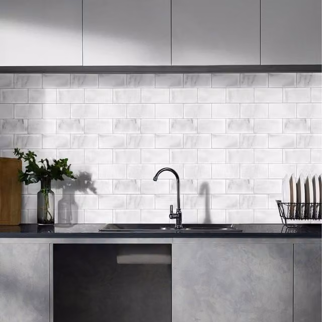 Lifeideas 10 Piece Self Adhesive White Rectangular Backsplash Wall Stickers, 26.92 cm