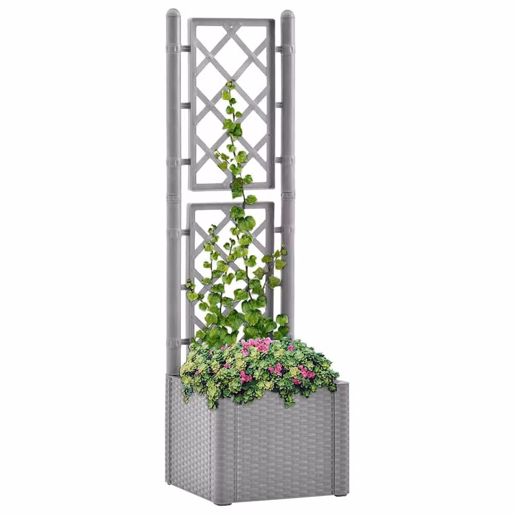 Berkfield Home Grey Raised Garden Bed with Trellis and Self-Watering System – 2