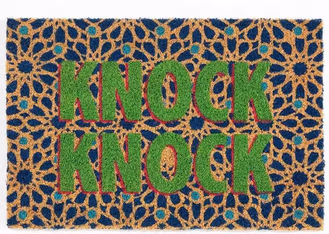 Arthouse Astley Knock Knock Printed Coir and PVC Backed Doormat, Multicolour, W: 40 cm, D: 60 cm – 1