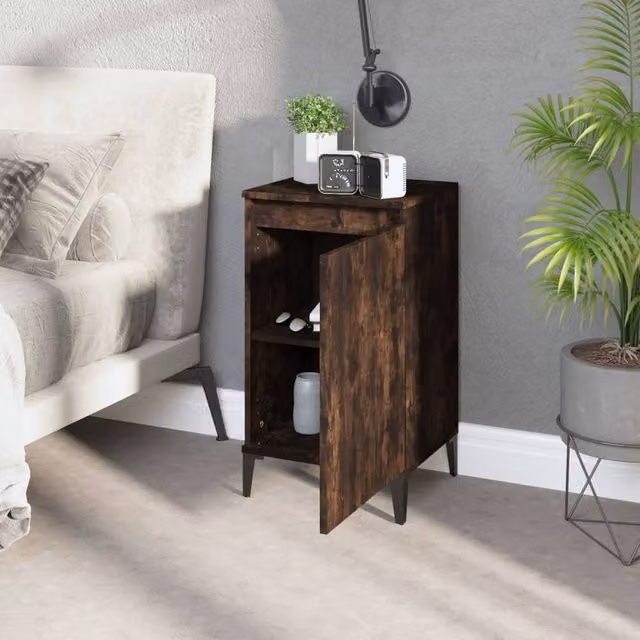 Berkfield Home Modern Bedside Cabinets, 2 Piece Set in Smoked Oak Brown, W/D/H: 40 x 35 x 70 cm