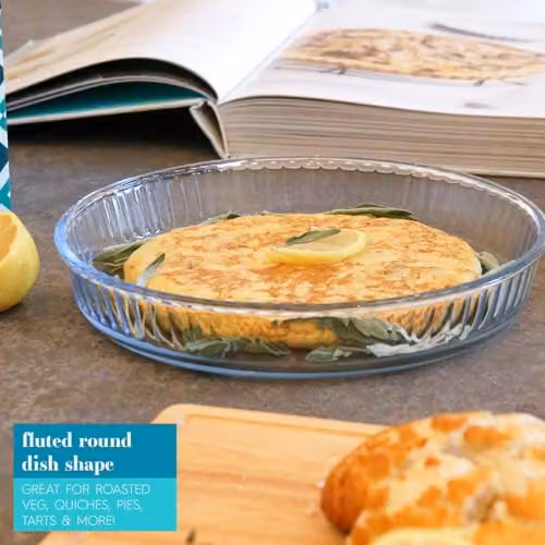 Argon Tableware Optical Round Glass Oven Dish, Transparent, W/D: 26 x 26 cm – 3