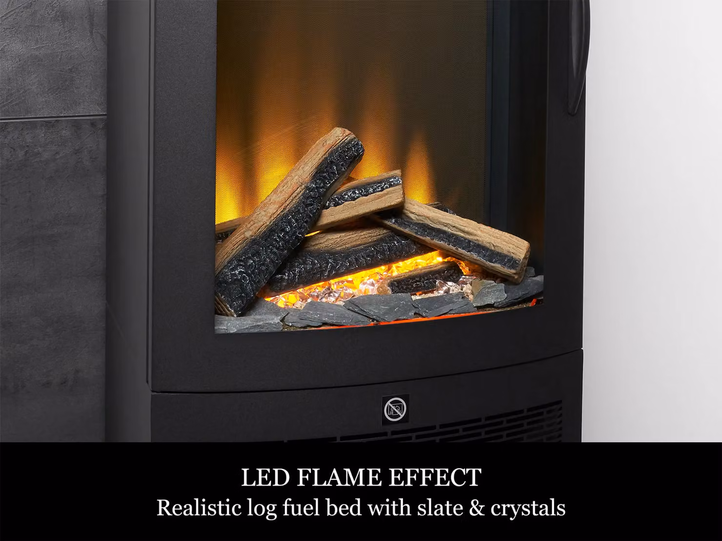 Acantha Horizon Electric Stove with Log Storage in Black – 3