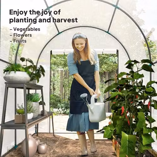 Outsunny White Polytunnel Greenhouse with Mesh Windows, W/D/H: 180 x 180 x 200 cm – 5