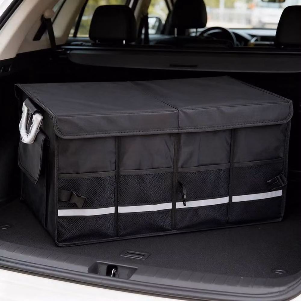 FLAVORA Heavy Duty Collapsible Car Boot Organiser Storage Box in Black, W/D/H: 50 x 50 x 50 cm – 4