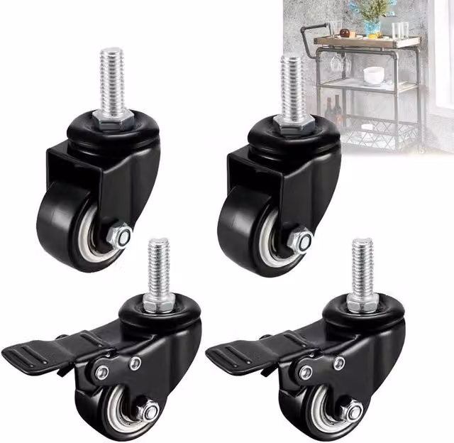 FLAVORA 4-Piece Heavy Duty Swivel Casters, Black, W: 52 cm – 1