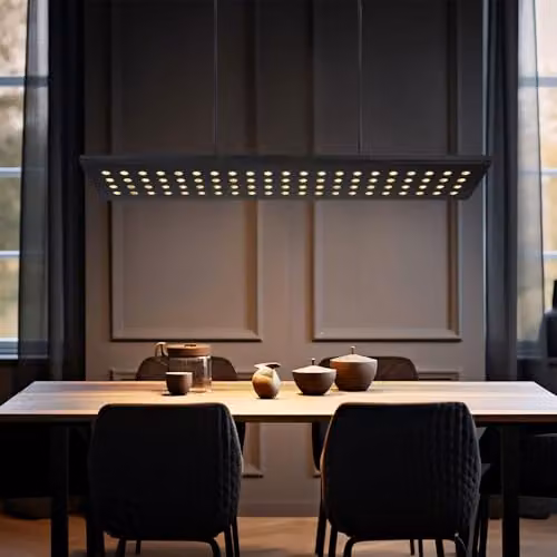 Netlighting Dolores Modern Rectangular LED Pendant Light in Black and Wood, W/D/H: 120 x 40 x 20 cm – 5