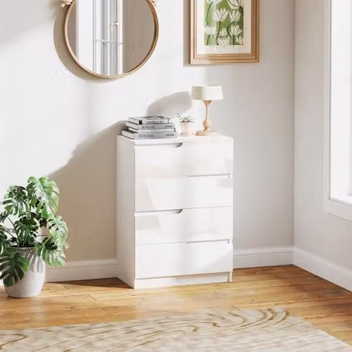 HOMCOM Modern 4-Drawer Dresser in White, W: 60 cm, D: 40 cm, H: 85 cm – 2