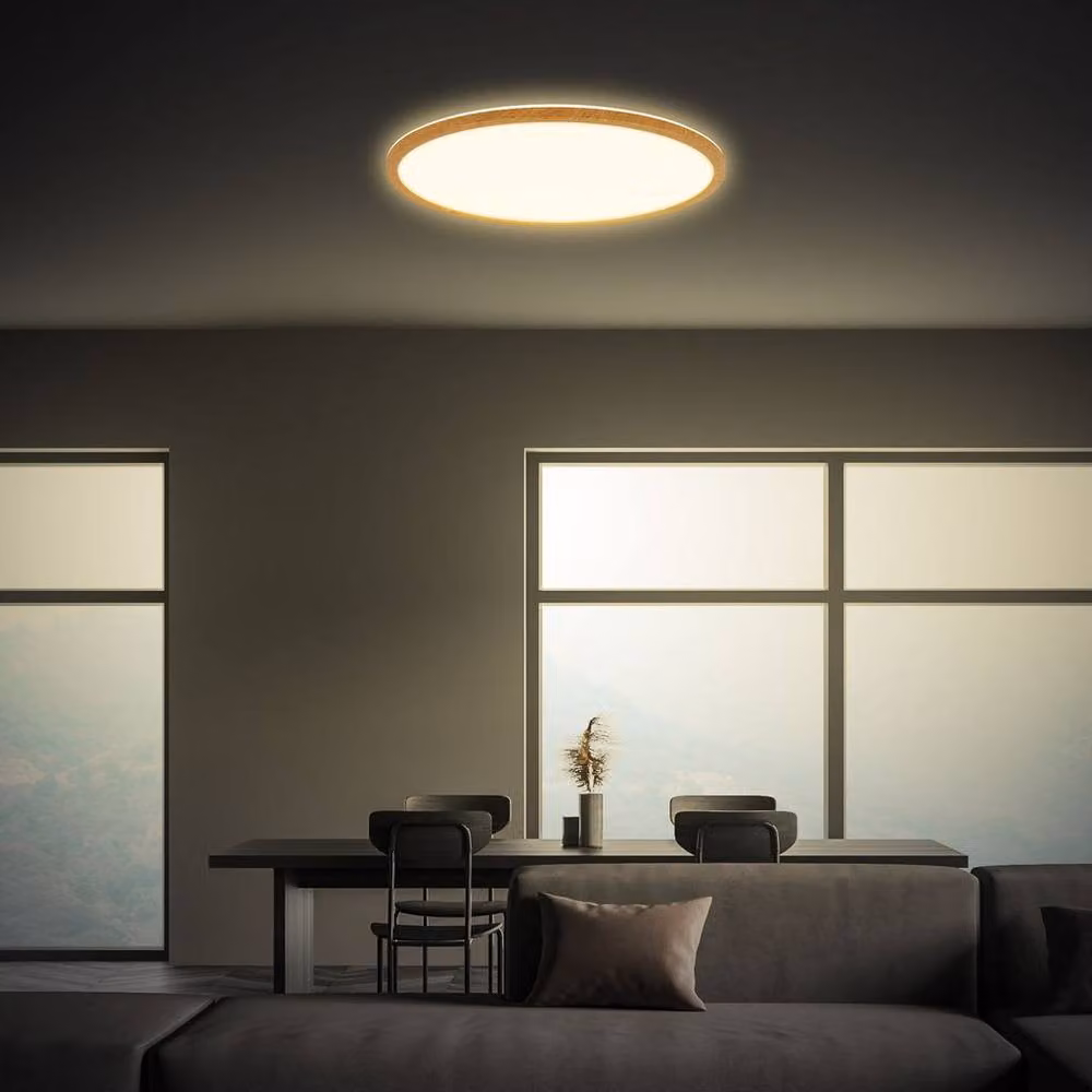 Briloner Wood Effect Ultra Flat LED Ceiling Panel in Brown with Warm White Light – 5