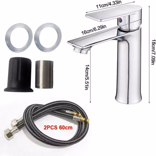 PAWNORA Chrome Silver Bathroom Basin Taps with Pop Up Waste