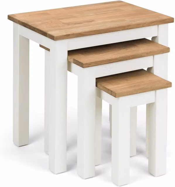 Cheshire Kirkhaven Nest of 3 Tables in Ivory and Light Oak – 1