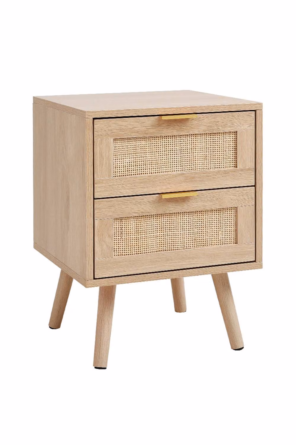 H&O Direct 2 Pack Natural Pine Wood and Rattan Freestanding Side Cabinets in Beige and Sand – 2