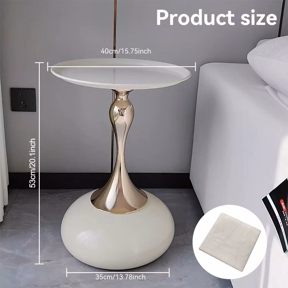 Ventryn Modern Round Metal Coffee Table in White and Gold – 2