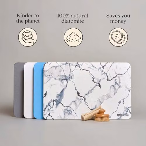 Misona Diatomite Stone Bath Mat, Blue, W: 60 cm, D: 39 cm – 2