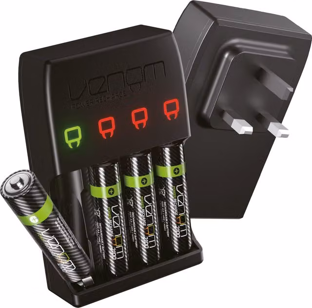 Venom Plug In Wall Charger for Rechargeable AA and AAA Batteries, Black