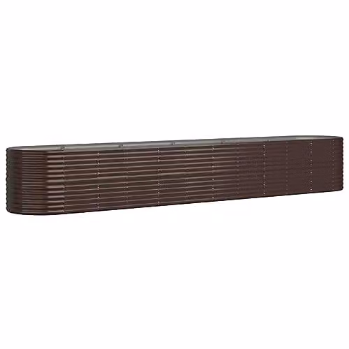 vidaXL Brown Galvanised Steel Raised Bed for Vegetable and Herb Gardens W: 440 cm, D: 80 cm, H: 68 cm