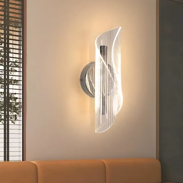 Pheashine 16W LED Wall Sconce in Silver Chrome with 3-Colour Changing Settings, Height: 28 cm