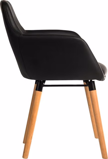 Teknik Modern Black Synthetic Leather Wipe Clean Dining Chair with Oak Wood Legs