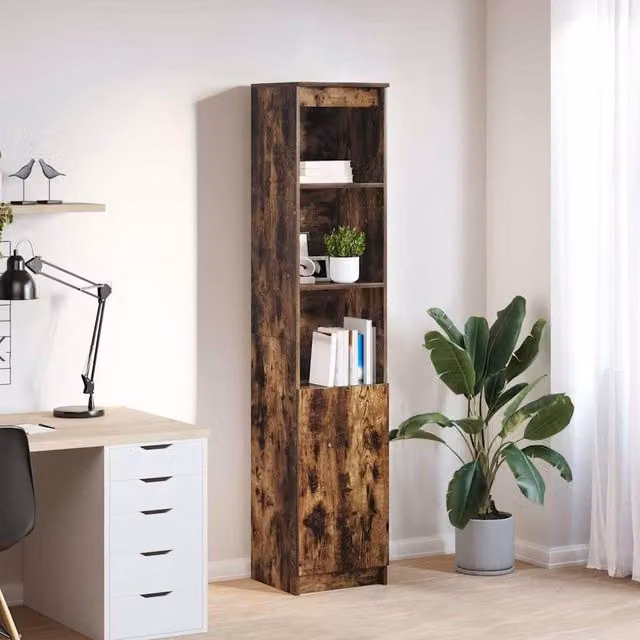 Berkfield Home Smoked Oak Highboard in Brown, W/D/H: 37.5 x 35 x 180 cm