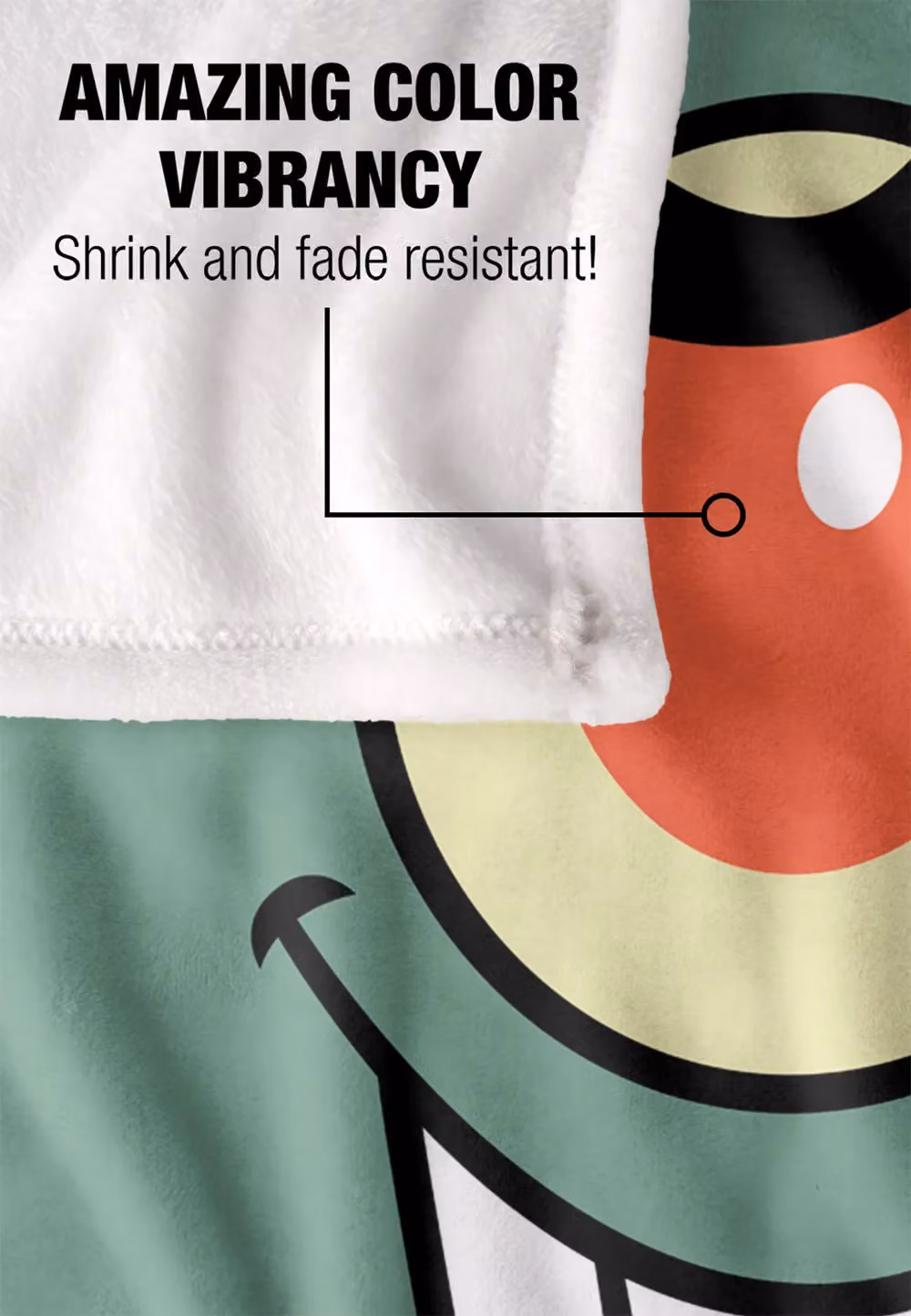 Spongebob Plankton Face Super Soft Silky Touch Throw Blanket, White and Multicolour, W: 152 cm x D: 127 cm – 3
