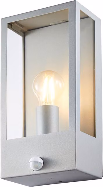 Litecraft Edgworth Modern Outdoor Wall Light with PIR Motion Sensor in Silver