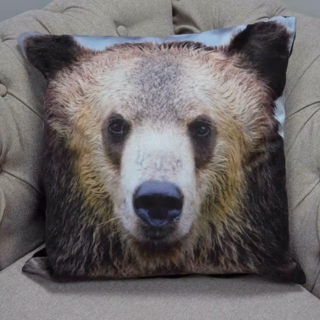 Rapport Home Velvet Square Cushion Cover, Animal Design, Multicolour and Brown, W/D/H: 43 x 43 x 1 cm