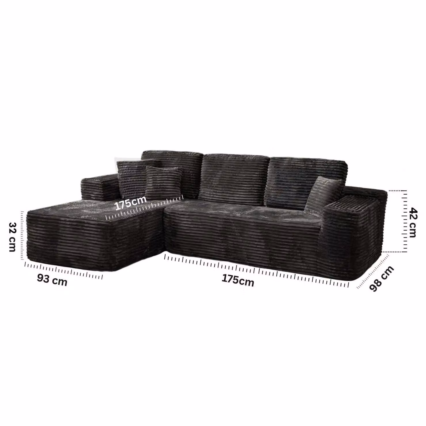 MN Furniture Modern Compact Left Corner L-Shape Sofa in Black with Scatter Cushions – 2