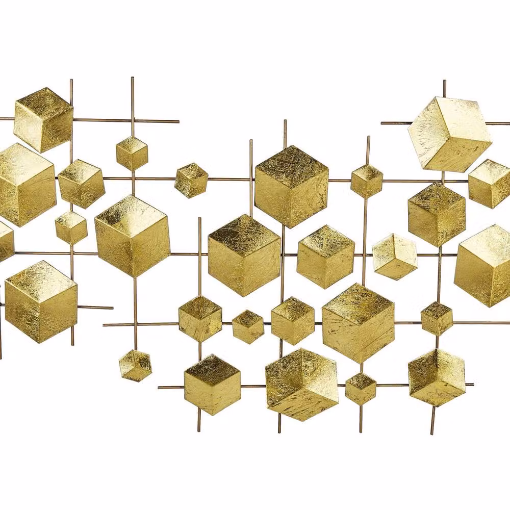 Wyld and Coco Gold Geometric Metal Wall Sculpture Cubes – 2