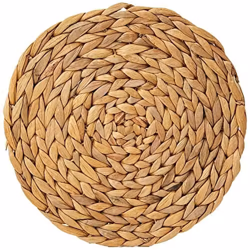 Creative Tops Set of 4 Round Water Hyacinth Woven Placemats in Brown, Diameter: 30 cm – 1