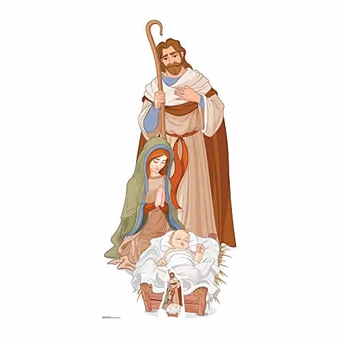 Star Cutouts SC1107 Lifesize Nativity Scene Cardboard Cutout, Multicolour, Height: 183 cm
