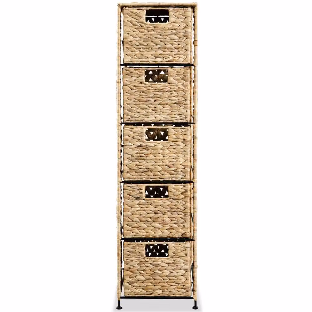 Berkfield Home Brown Water Hyacinth Storage Unit with 5 Baskets, W: 25.5 cm, D: 37 cm, H: 100 cm – 2