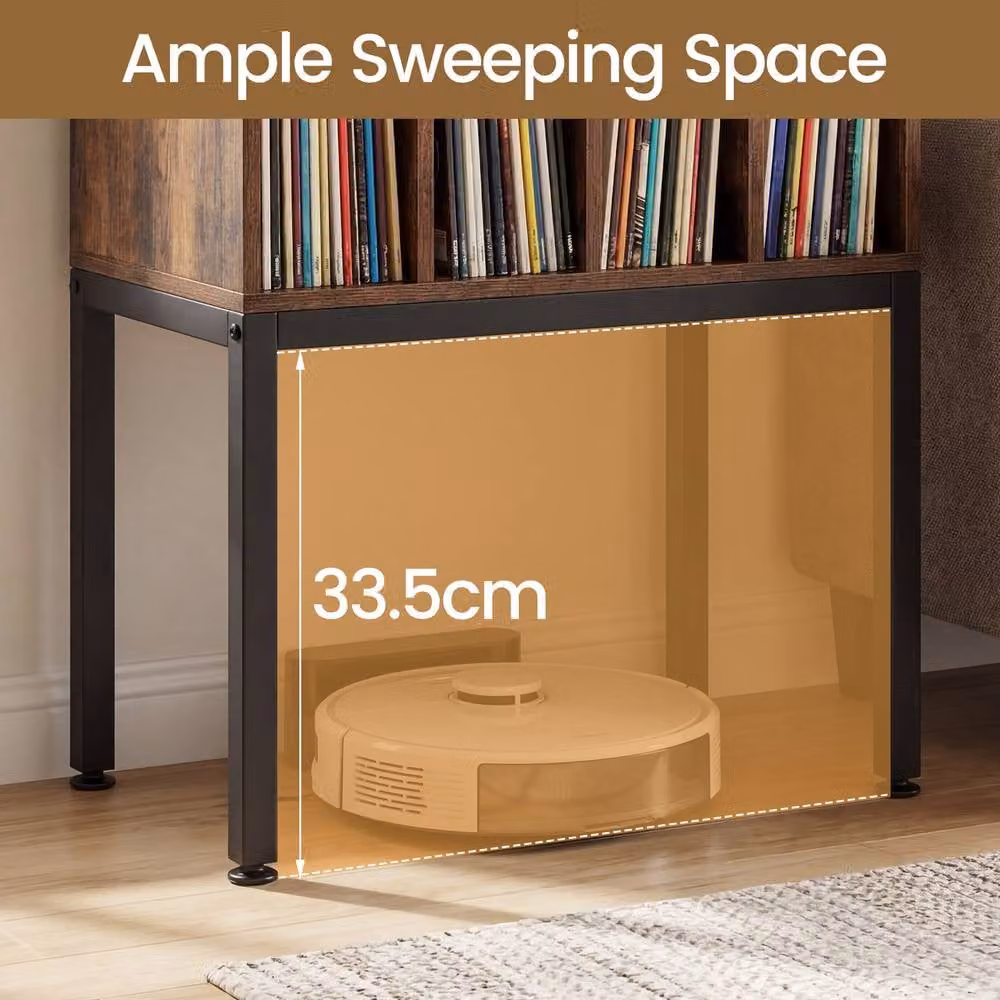 Costway Record Player Stand with Vinyl Storage Shelves in Brown – 9