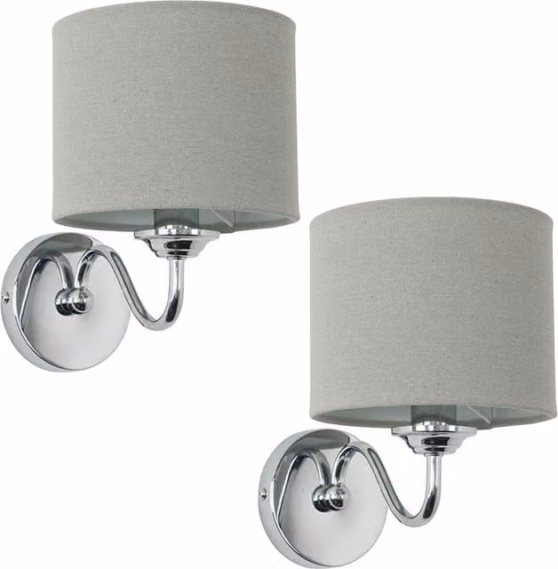 ValueLights Rocha Single Wall Lights, Set of 2, Silver Chrome