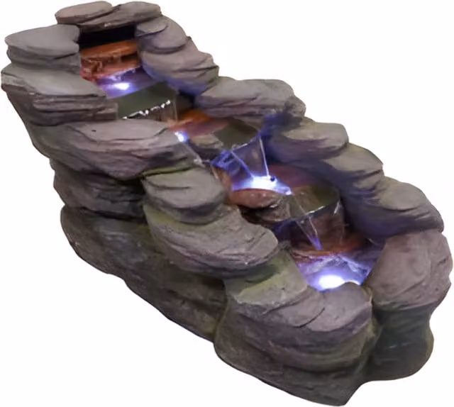 Tranquility Grey Resin Zen Stone Cascade Tabletop Water Feature