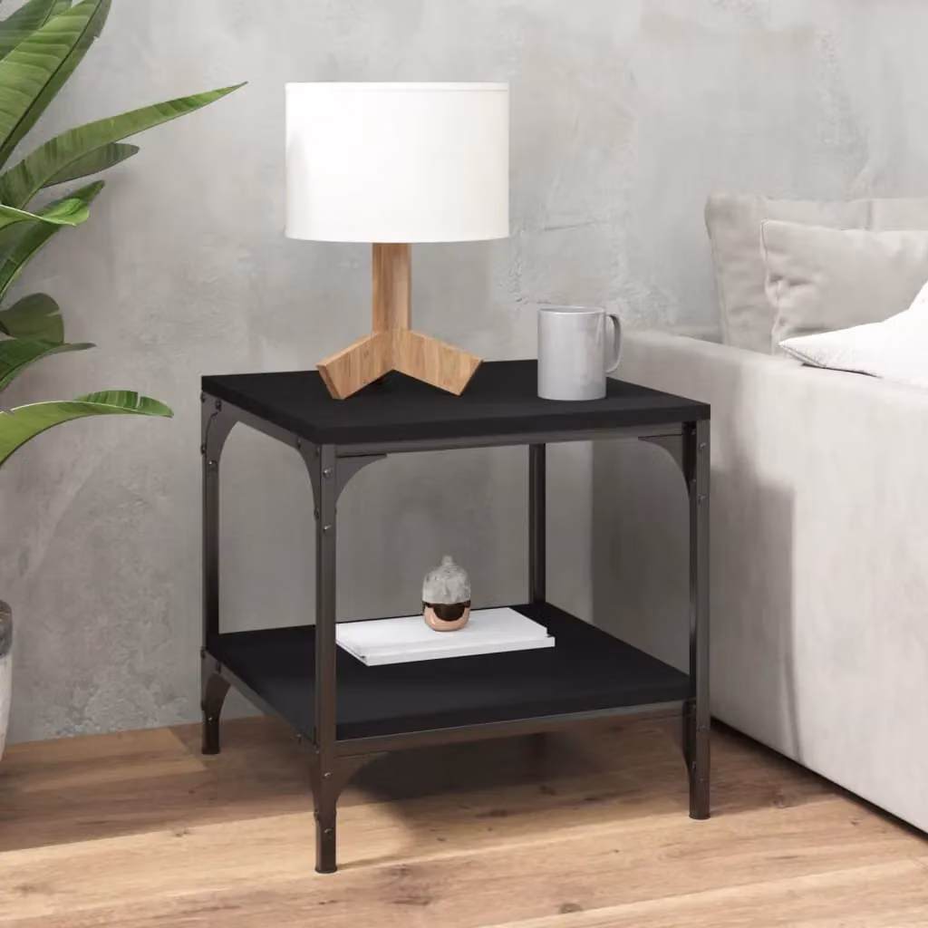 Berkfield Home Set of 2 Black Industrial Side Tables, W/D/H: 40 x 40 x 40 cm – 3
