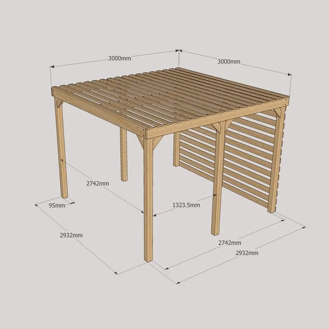 Rutland County Garden Furniture Ltd Shade Pergola in Wood and Galvanised Steel, Green and Brown, W: 300 cm, D: 300 cm, H: 270 cm – 6