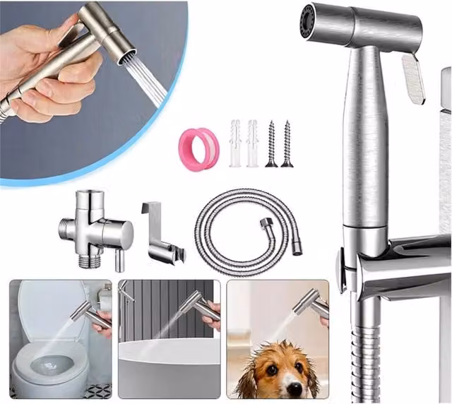 Nordara Stainless Steel Wall Mounted Hand Bidet Hose in Silver – 1