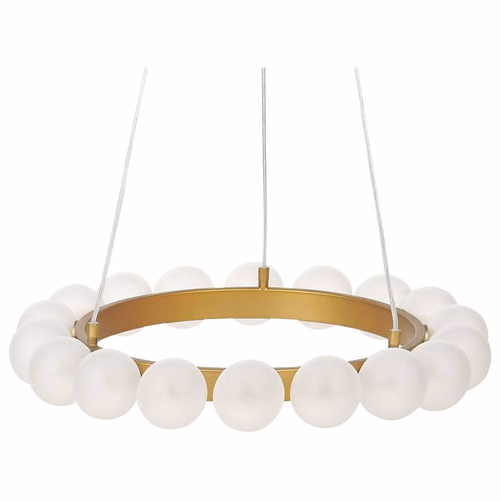 Wyld and Coco Gold and Brass 18 Light Suspended Pendant Lamp with Glass Shade and Adjustable Height – 2