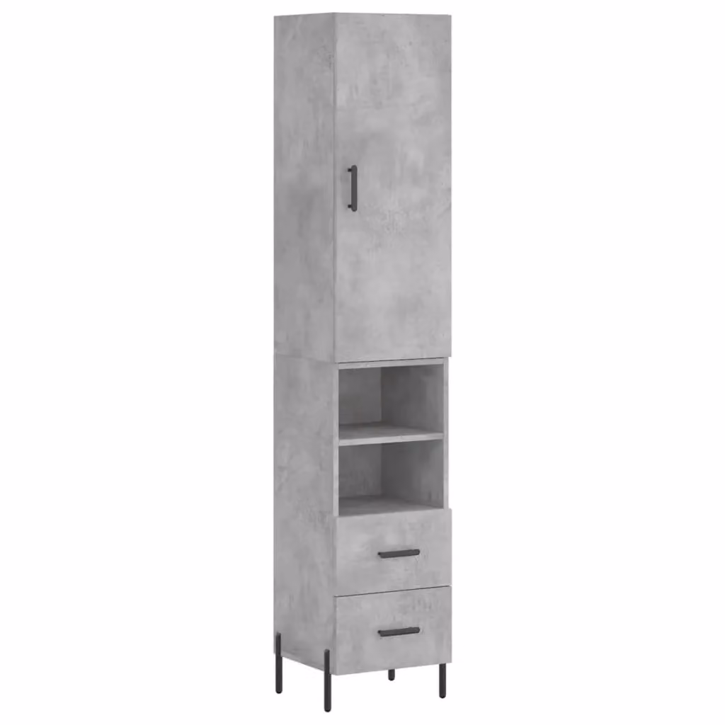 Berkfield Home Highboard in Concrete Grey, H 180 x W 34.5 x D 34 cm – 2