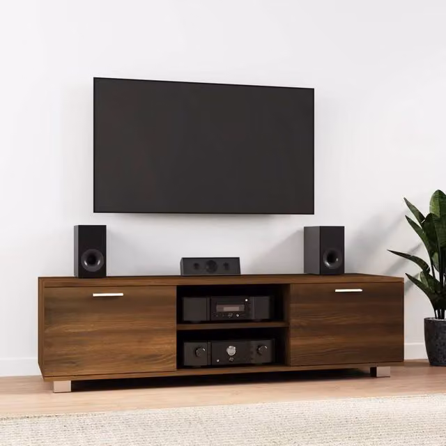 Berkfield Home Modern Brown Oak TV Cabinet with Media Compartments, W/D/H: 140 x 40.5 x 35 cm – 1