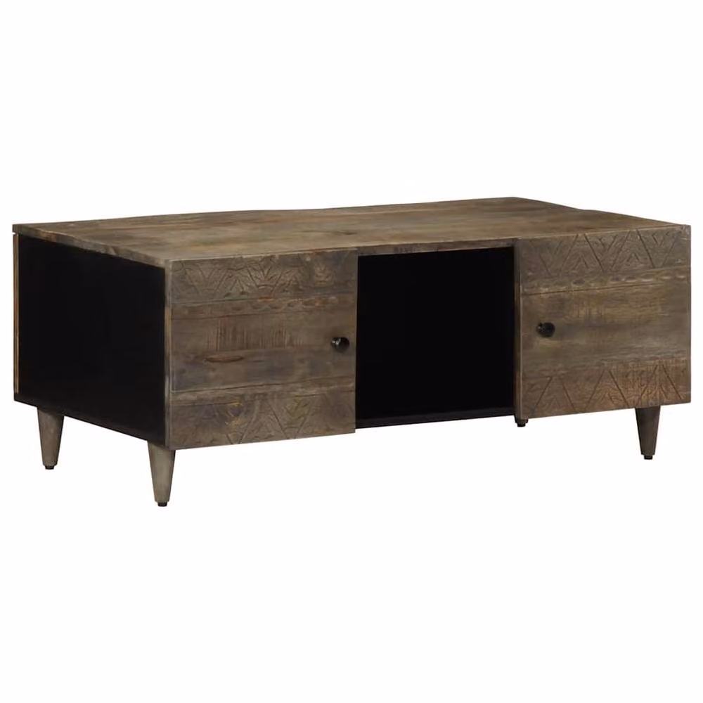 Berkfield Home Mango Wood Coffee Table, Light Grey, W: 100 cm, D: 54 cm, H: 40 cm – 2